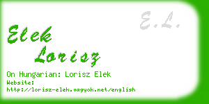 elek lorisz business card